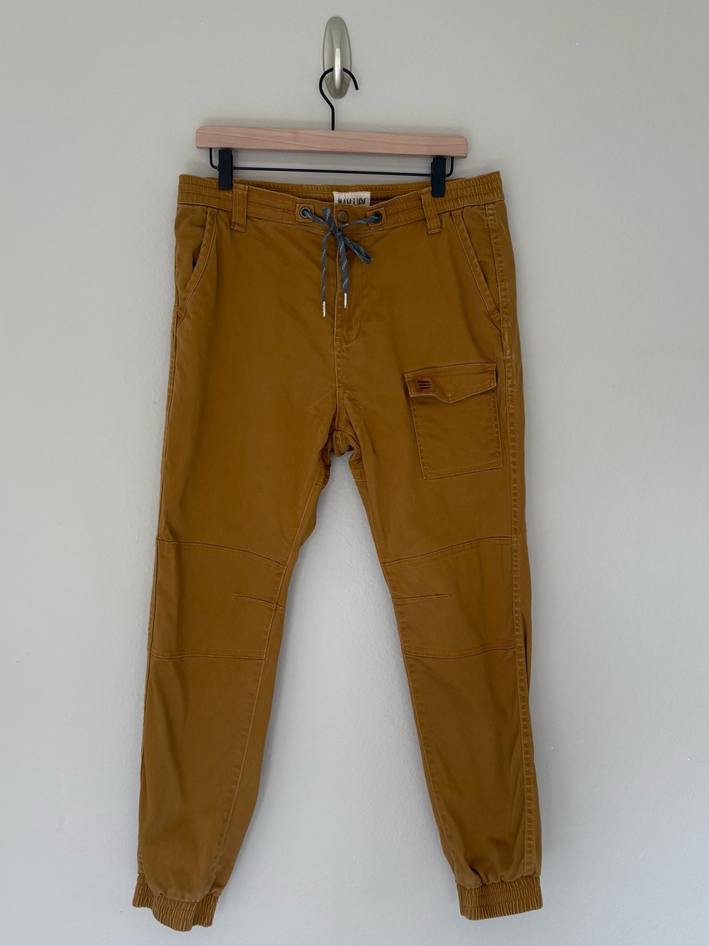 Bucket List Men's Cargo Jogger Pants Khaki Tan Reinforced Knees Size 34